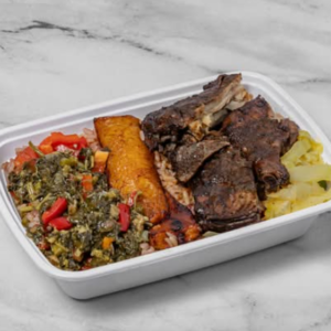 Jerk Chicken and Callaloo and Saltfish